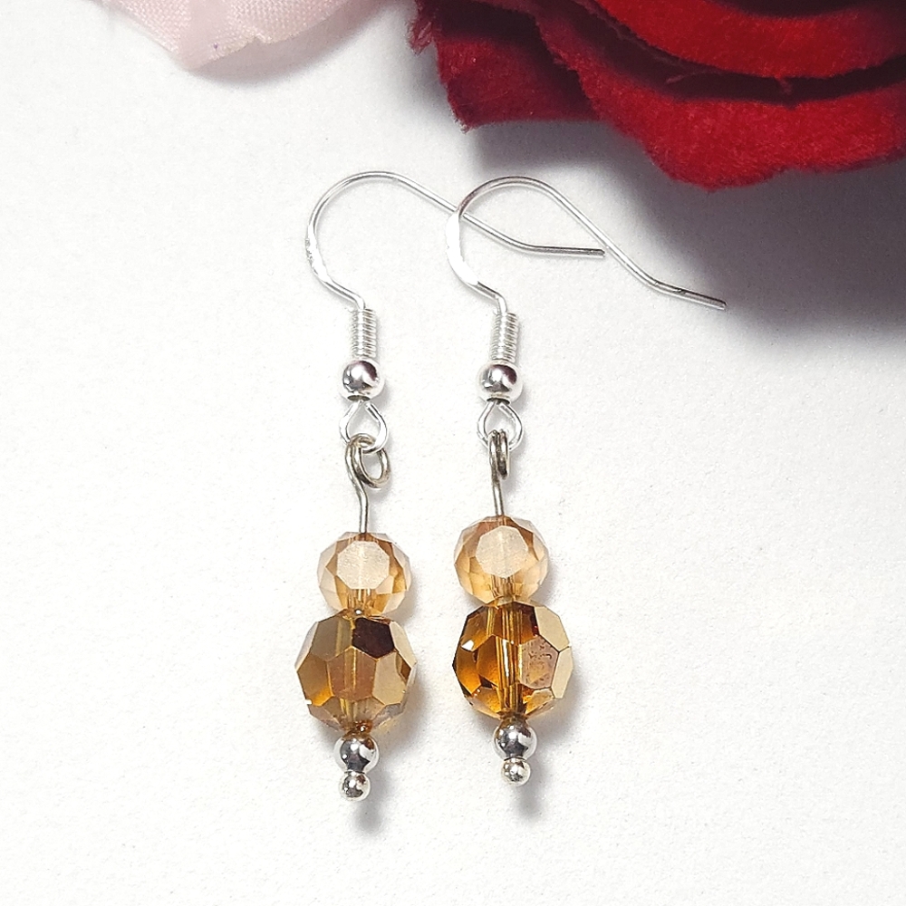 Handmade Sterling Silver Topaz Crystal Dangle Earrings Handmade By Me